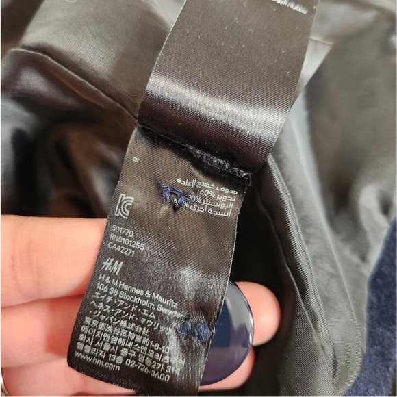 H&M DARK BLUE LINED PEACOAT…WITH POCKETS - Picture 5 of 5